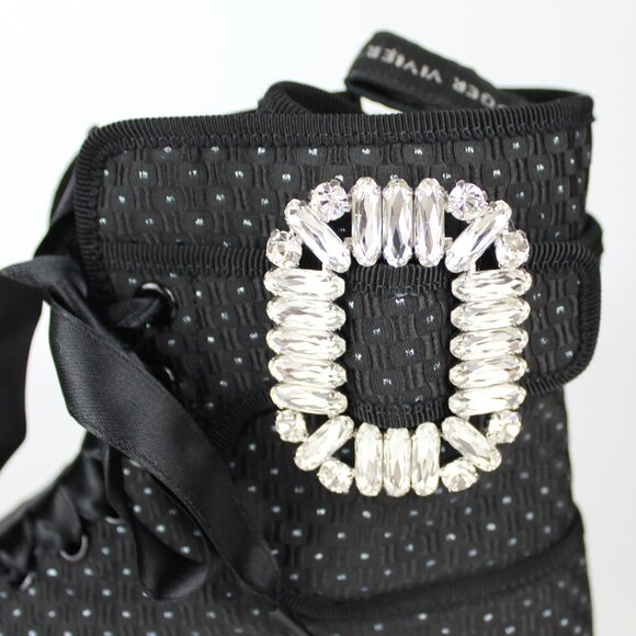 NEW Roger Vivier Viv Strass Combat Bootie–Crystal Buckle -Luxe Fall/Winter Shoes - Picture 11 of 16